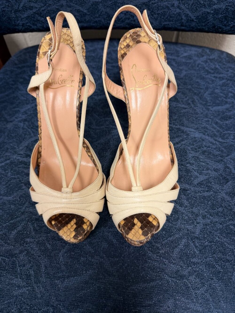 Authentic Christian Louboutin Python Slingback Shoes